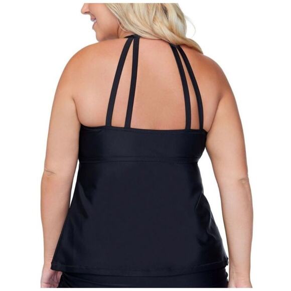 Raisins Plus Size Rosalie Keyhole Underwire High Neck Tankini Swim Top 14W - Picture 2 of 6